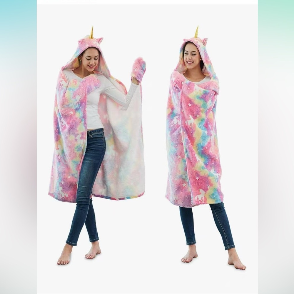 Unicorn/Reindeer Wearable Hooded Blanket Super Soft Warm Cozy Plush Fleece